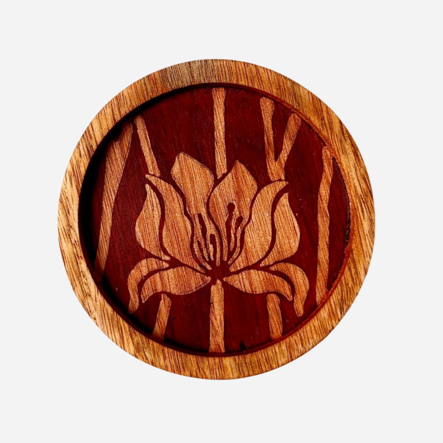 Lotus Batik Mahogany Wood Coaster