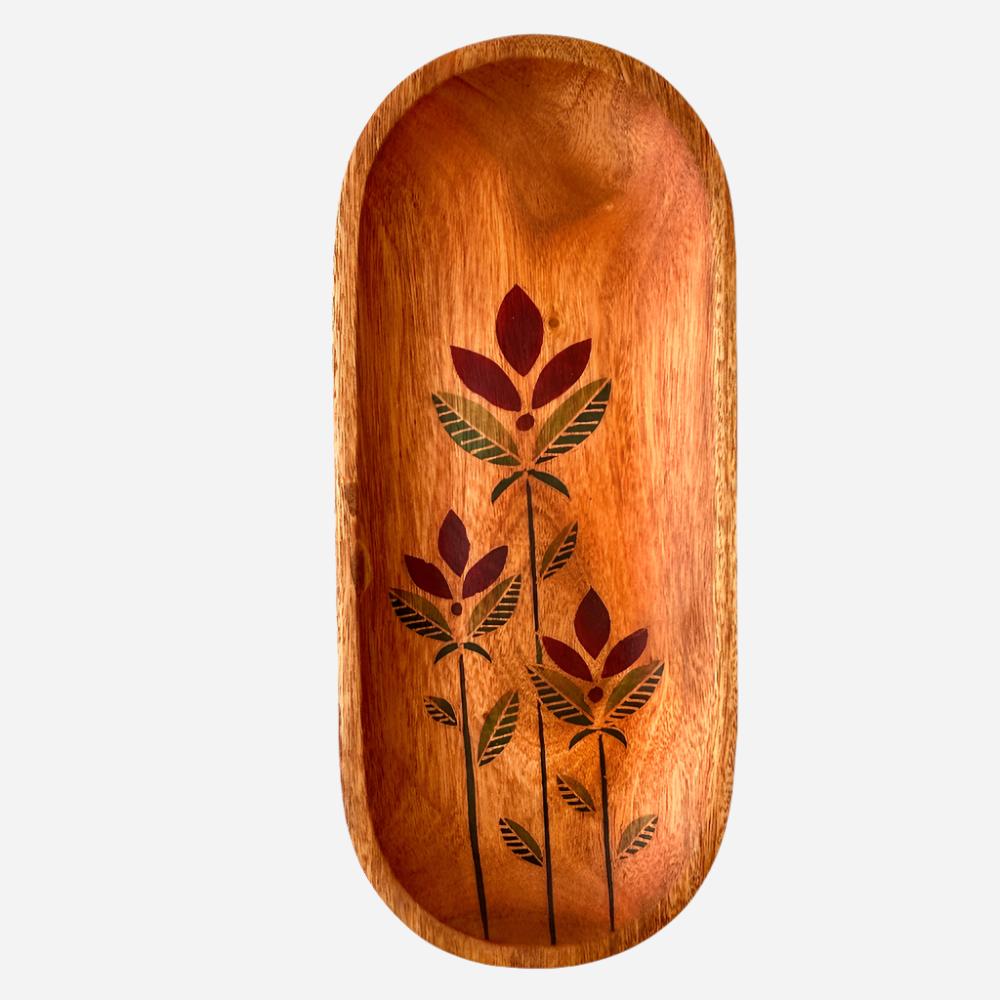 Mekar Trio Batik Mahogany Oval Tray