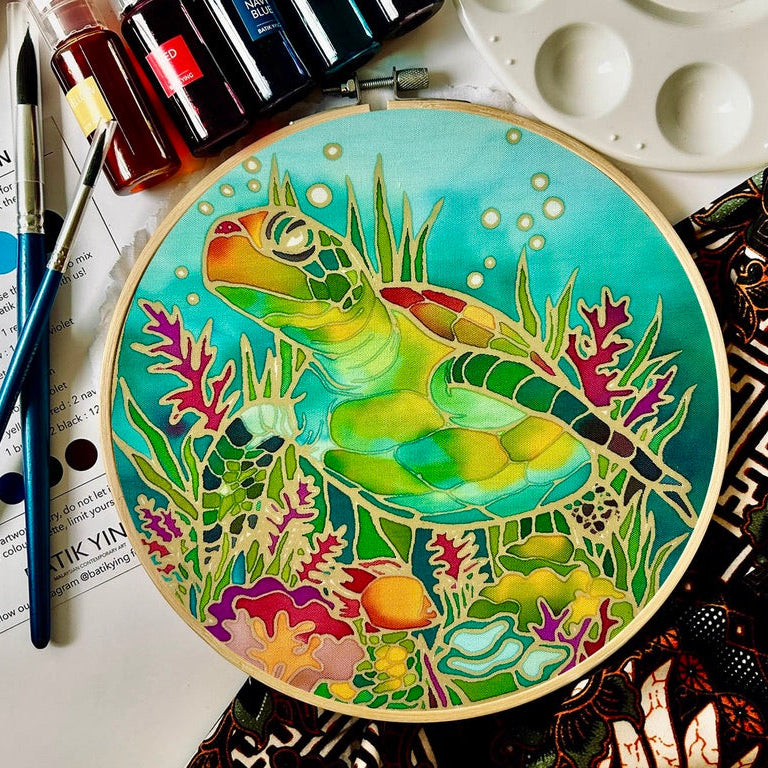 Oh My Turtle! DIY Batik Craft Kit – Authentic Wax-Resist Textile Art for Beginners