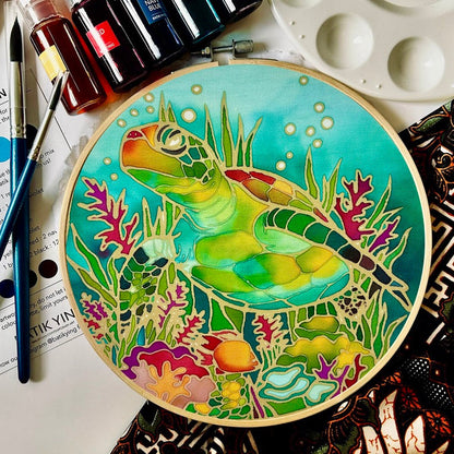Oh My Turtle! DIY Batik Craft Kit – Authentic Wax-Resist Textile Art for Beginners