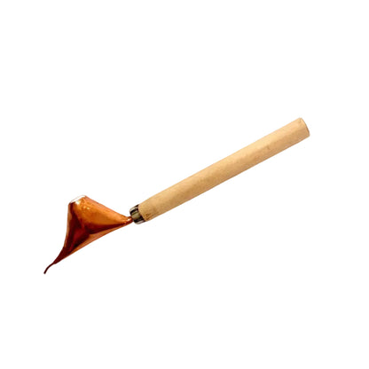 Wooden tool with a copper end tjanting