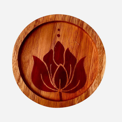 Kantan in Bloom Batik Mahogany Wood Coaster