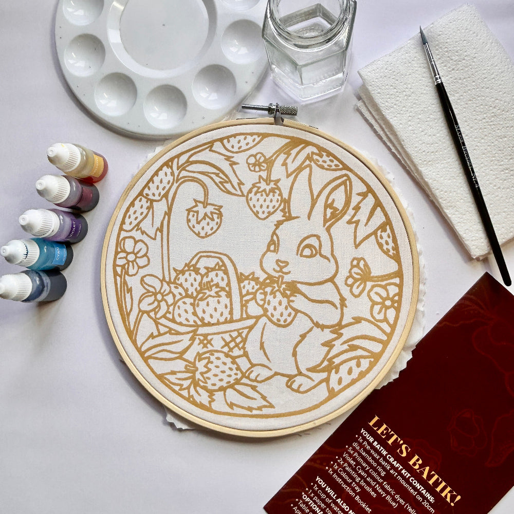 Strawberry Snuffle DIY Batik Craft Kit – Authentic Wax-Resist Textile Art for Beginners