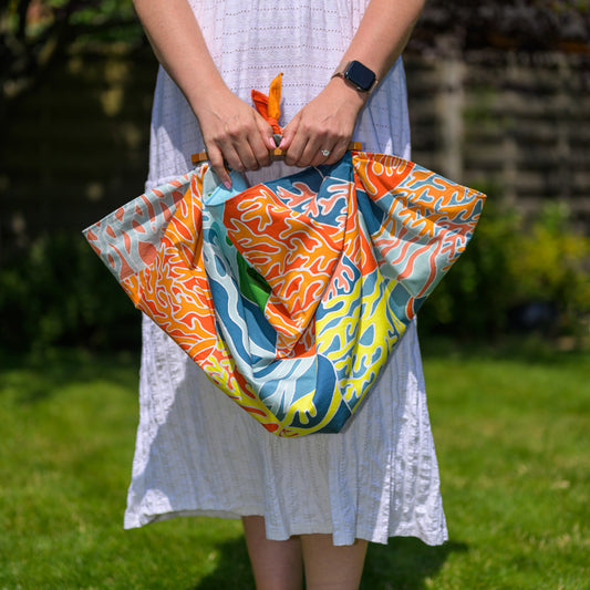 Coral Dusk Batik Satin Cotton Scarf