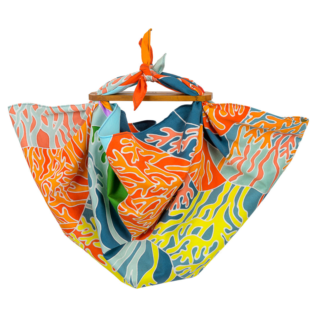 Coral Dusk Batik Satin Cotton Scarf