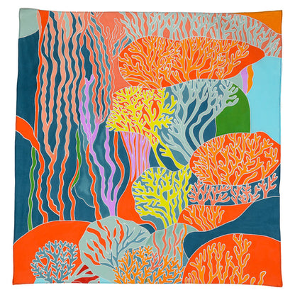 Coral Dusk Batik Satin Cotton Scarf