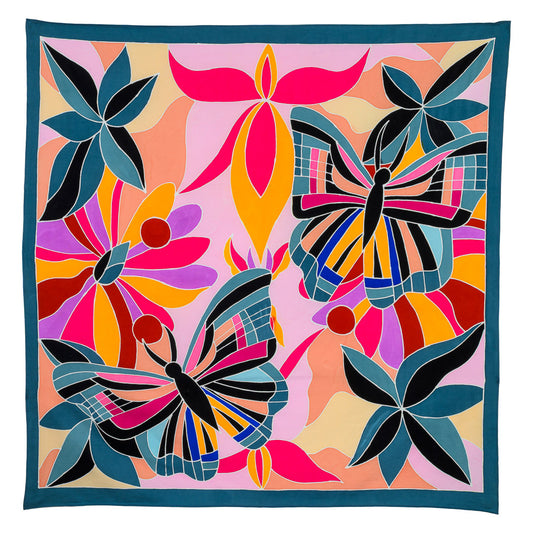 Butterfly Reverie Batik Satin Cotton Scarf