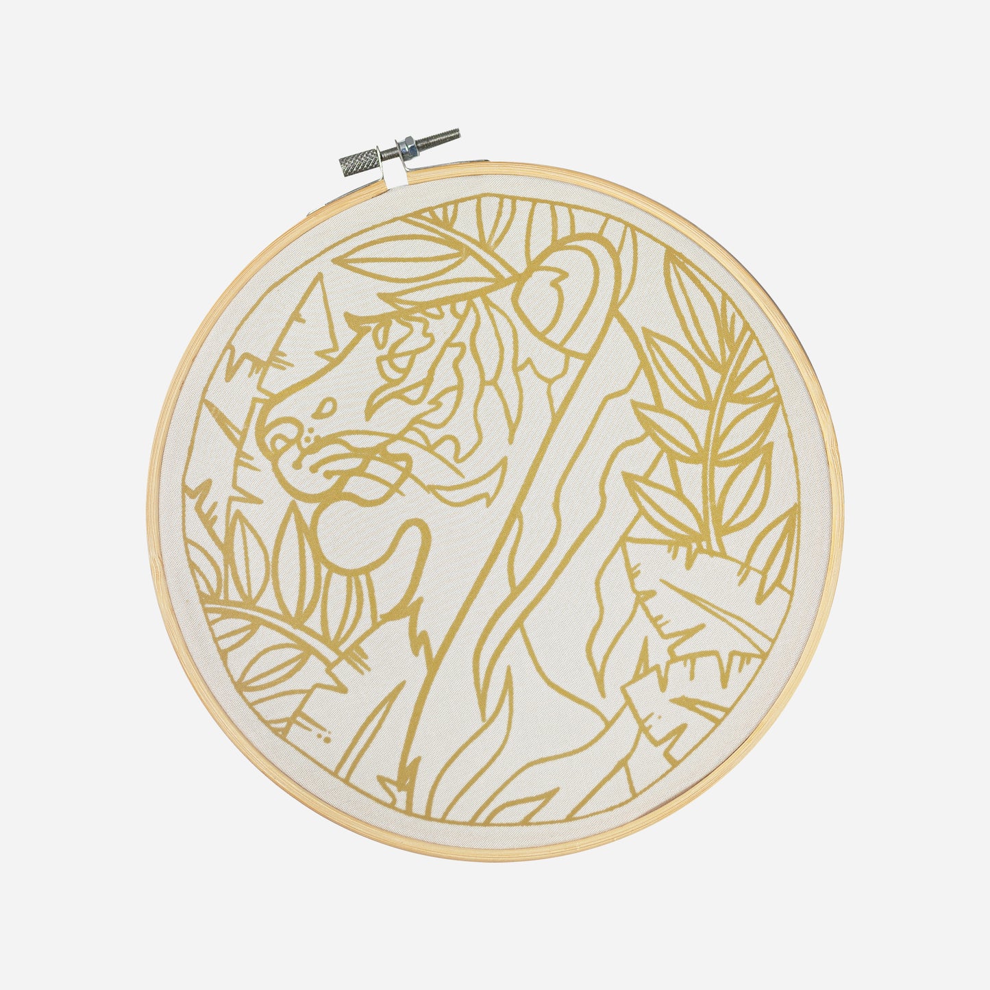 Batik Ying DIY batik craft kit Malayan tiger with tiger and leaf design in embroidery hoop