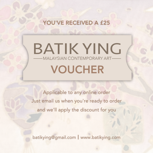 Batik Ying batik art gift voucher with £25 value for Malaysian contemporary art online order