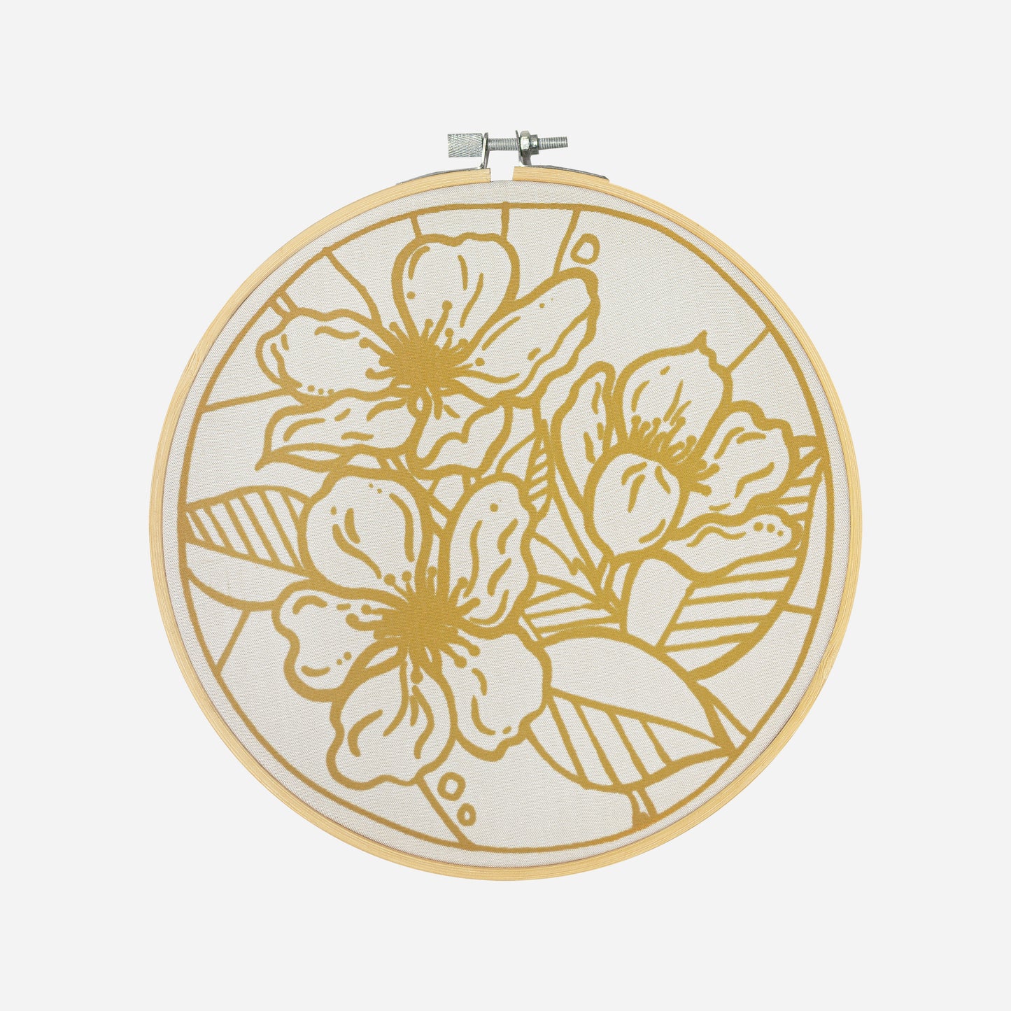 Batik Ying classic batik craft kit with floral design on fabric in wooden embroidery hoop