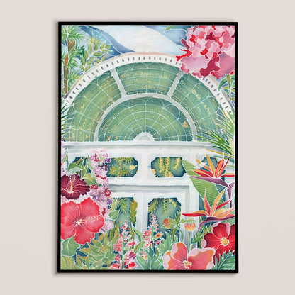 Original Batik Ying contemporary batik art print featuring floral and architectural designs in vibrant colours
