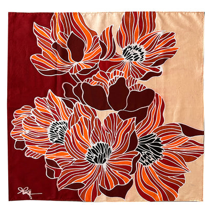 Batik Scarf - Crimson Poppies