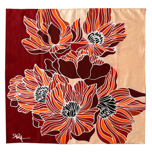 Batik Scarf - Crimson Poppies