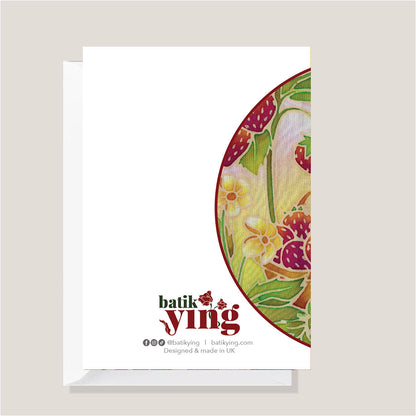 Strawberry Snuffle | Batik Art Greeting Card