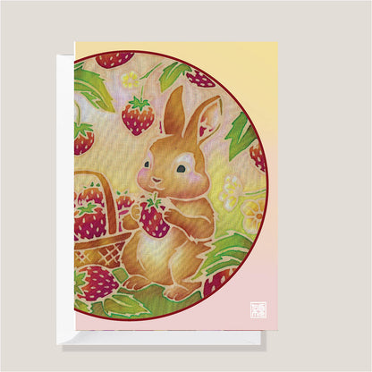 Strawberry Snuffle | Batik Art Greeting Card